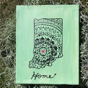 Hand-Painted Indiana Green Canvas Art